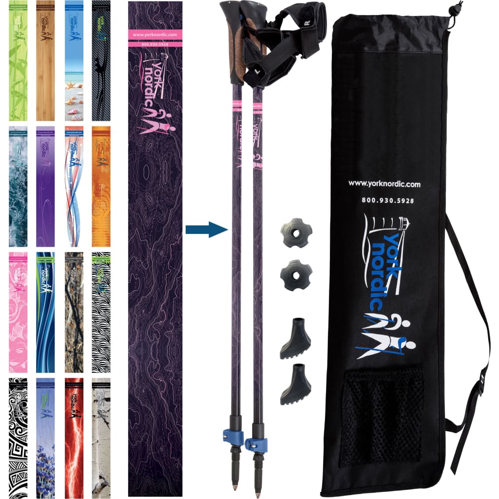 Nordic Walking Poles with Glove Grips & Travel Bag