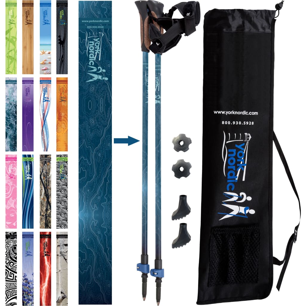 Nordic Walking Poles with Glove Grips & Travel Bag